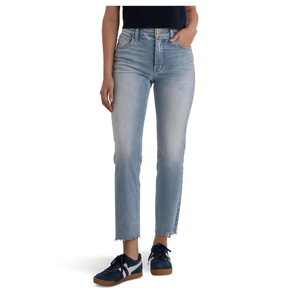 KUT from the Kloth Rachael Fab Ab Mom Jeans Light Wash Raw Hem High Rise 2